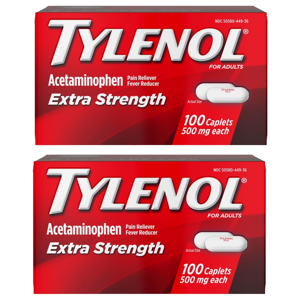 Tylenol Dodatkowa siła Ból Reliever i Gorączka Reduktor Kapsułki, 500 mg Acetaminofen, Ból Relief Pigułki na ból głowy, Ból pleców, Ból zęba i Mniejsze zapalenie stawów Relief, 200 Hrabia