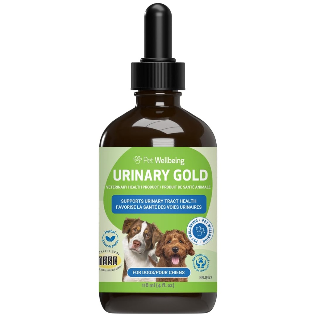 Złoto z moczem dla psów - wielowarstwowe wsparcie trakcji moczowej - Bladder Health & Urnary System Wellness - Holistic Dog Supplement - Liquid Formula 4 oz (118 ml)