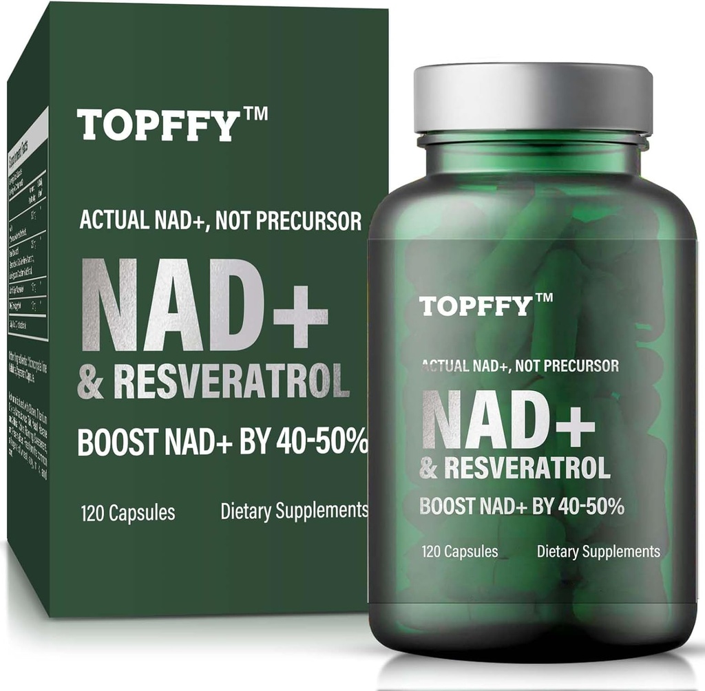 NAD + Suplement, NAD + & Resveratrol Suplement dla Max Wchłanianie dla wsparcia energii komórkowej, Obrona starzenia, 120 Softgels