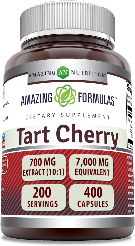 Amazing Supples Tart Cherry Extract 700 Mg Extract (10: 1) Per Serving Capsules Supplement Equipment 124; Ekwiwalent 7000 Mg España 124; Non-GMO España 124; Gluten Free España 124; Made in USA (400 Count, 1 Pack)
