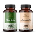 HERBAMAMA Rhodiola Rosea and Ashwagandha Kit - Bundle of 1000 mg Rhodiola Rosea Capsules & 1500 mg Ashwagandha Root Capsules - Vegan, Non-GMO, Żelatyna - 2 opakowania
