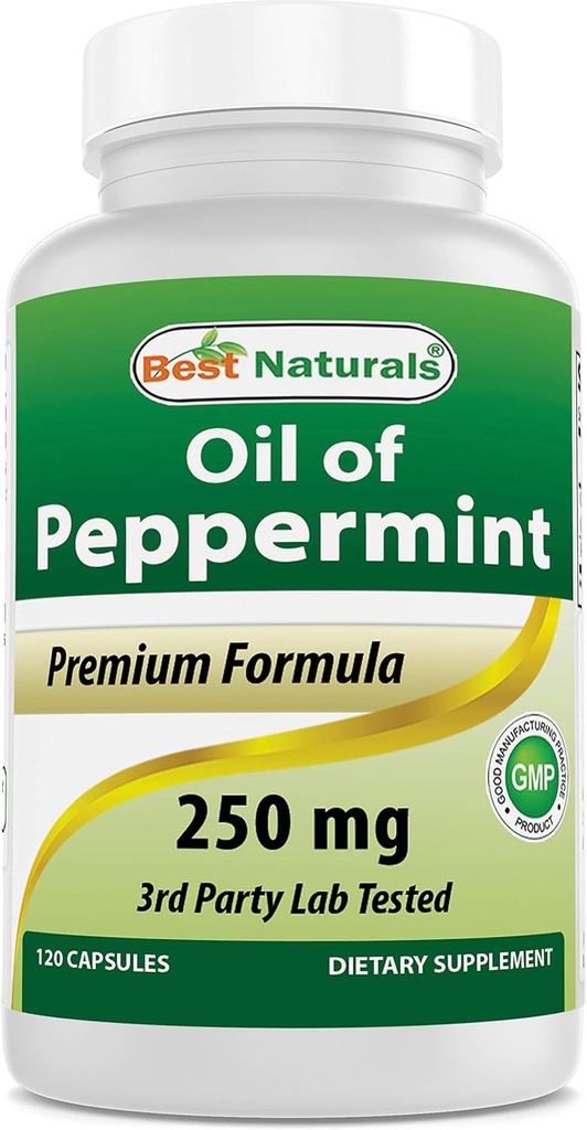 Najlepsze Naturals Peppermint Oil Bowel Soothing Suplement diety, 250 mg, 120 Hrabia