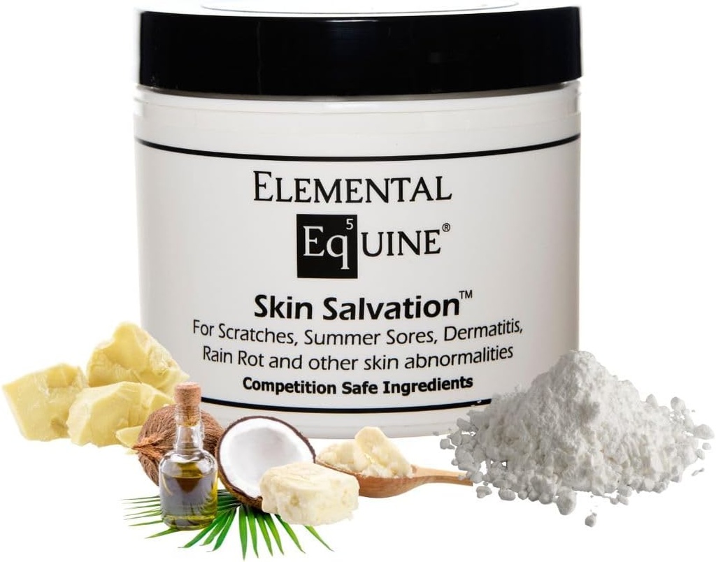 Elemental Equine Salivation Skin 4oz for Horses - Combats Scratches, Mud Fever, Summer Sores, Derrency, Summer Crud, Cannon Bone Gunk i Podobne problemy skóry w Koniach