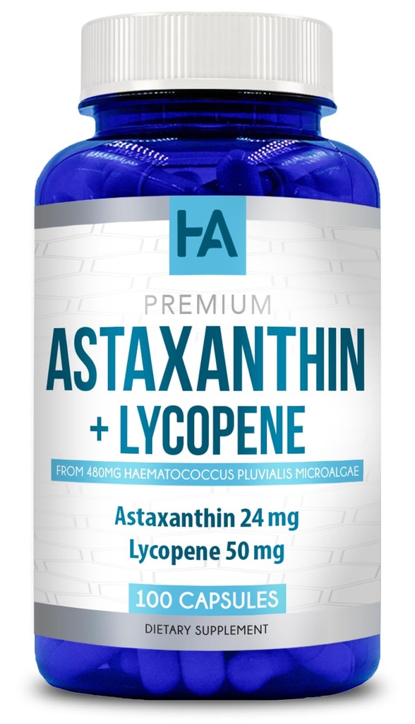 Astaksantyna i suplement likopenowy Agregat 124; Likopen 50mg Plus Astaksantyna 24 mg Karotenoidy Suplement do Tanning Skin Care Vision & Heart Health Support Agregates 124; Vegan & Non-GMO (100 Veggie kapsułki)