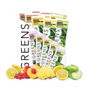 Clean Simple Eats Greens Variety 10 Pack, Zielony proszek Mix, Pakowane z Superfoods Chlorella & Spirulina, Zawiera 5 pyszne smaki: Peachy, Zielone jabłko, Lemoniada malinowa, Słodka cytryna i Tropikalne