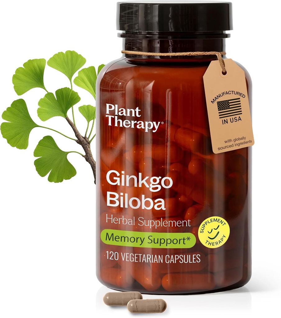 Terapia roślinna Ginkgo Biloba Kapsułki produkowane w USA 4 Miesiące Supply Wspomaga Pamięć Funkcje kognitywne, Zdrowy cyrkulacja i Antyoksydant- Bogate suplementy dla kobiet i mężczyzn 120 Kapsułki wegetariańskie