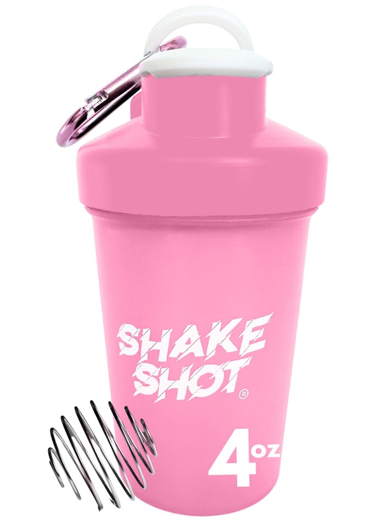 Pink - 4oz Mini butelka shaker do wstępnego treningu, kreatyna, małe suplementy Scoop (Nie dla białka) Clip & Shaker Ball