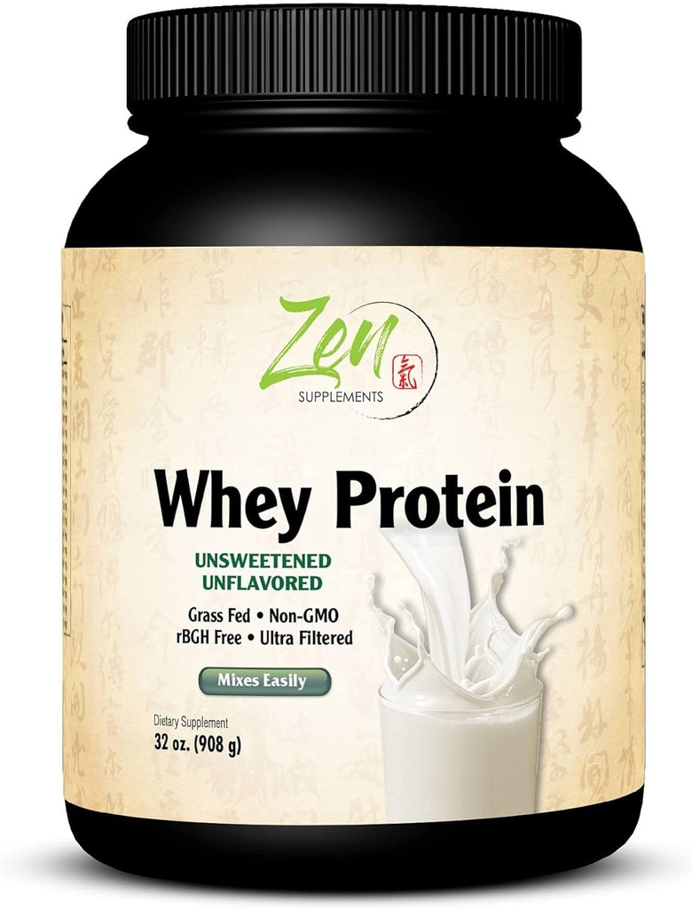 Suplementy Zen - Organiczna trawa karmiona białkiem serwatki 19g Per serving Keto Friendly - Unflavored 32 Oz- Proszek