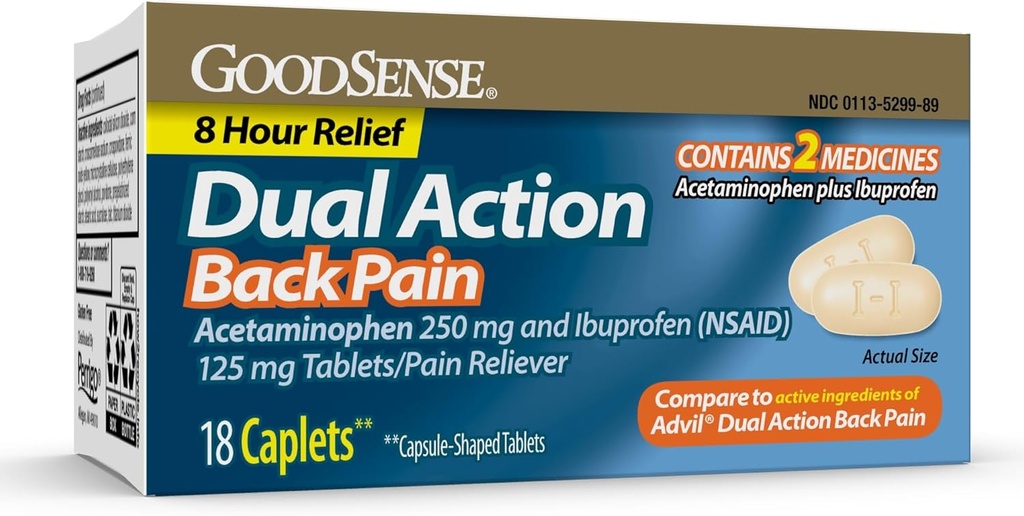 Acetaminofen i Ibuprofen (NLPZ) tabletki, 250 mg / 125 mg, ból pleców, 18