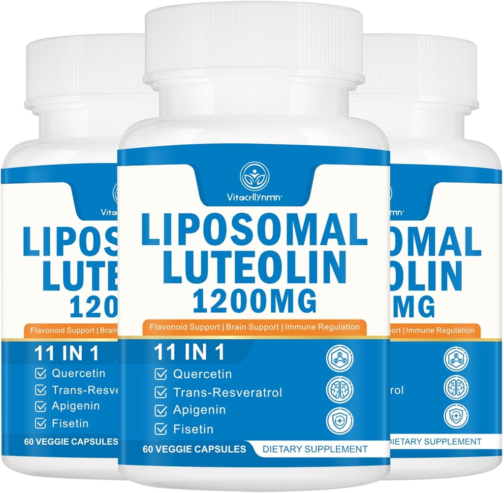 1200MG Liposomal Luteolin Suplement - Maksymalna absorpcja, Przeciwutleniacz Boost dla mózgu 180 Kapsułki