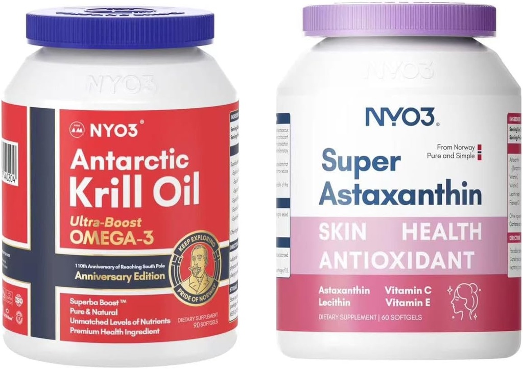 Kryll Omega 3 1000mg softgele i astaksantyna 12 mg przeciwutleniacze tłumienie Bundle