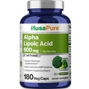NusaPure Alpha Lipoic Acid 600 mg na serwowanie 180 Kapsułek wegetariańskich (wegetariańskie, nie- GMO, wegańskie)
