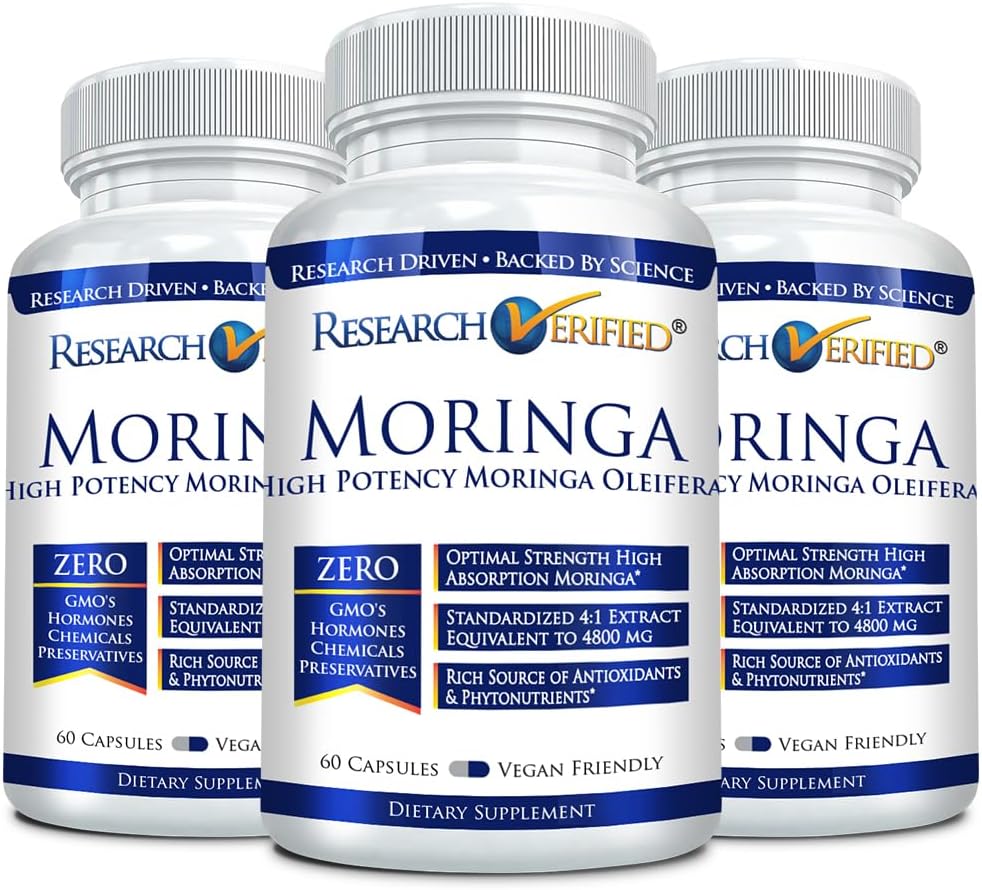 Badania zweryfikowane Moringa Oleifera - 100% Czysty Extract- 1200 mg Na Podawanie - 60 Count - 3 Miesiąc Dostawy