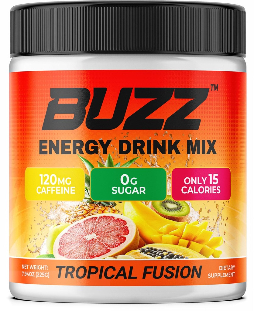 Energy Drink Powder - Energy Boost Drink Mix - Bezcukrowa energia z przeciwutleniaczami - Rano Kickstart i Sports Nutrition Endurance Product - 30 Słupki, 8 Ounces (Tropical Fusion)