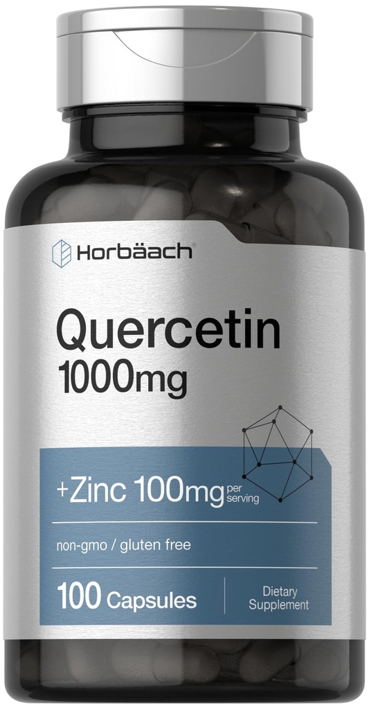 Horbäach Quercetin 1000mg Xiv 124; 100 kapsułki Xiv 124; z 100mg cynku Xiv 124; Non-GMO, Gluten