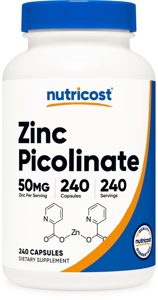 Nutricost Zinc Picolinate 50mg, 240 Vegetarian Capsules - Gluten Free and Non-GMO (240 Caps)