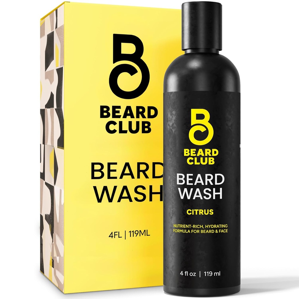The Beard Club Citrus Beard & Face Wash– All-in-One Cleanser, Softens & Nourishes Facial Hair, Hydrates & Cleans Skin, Paraben & Sulfate-Free