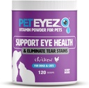 Pet Eyez witamina proszek dla zwierząt domowych - Wspiera Eye Health & Redukuje plamy rozdarcia Buildup - 100% Natural Food Topper for Dogs & Cats with Superfoods, Antyoksydants & Nutrigents - Kurczak Flavor - 120 Scoops