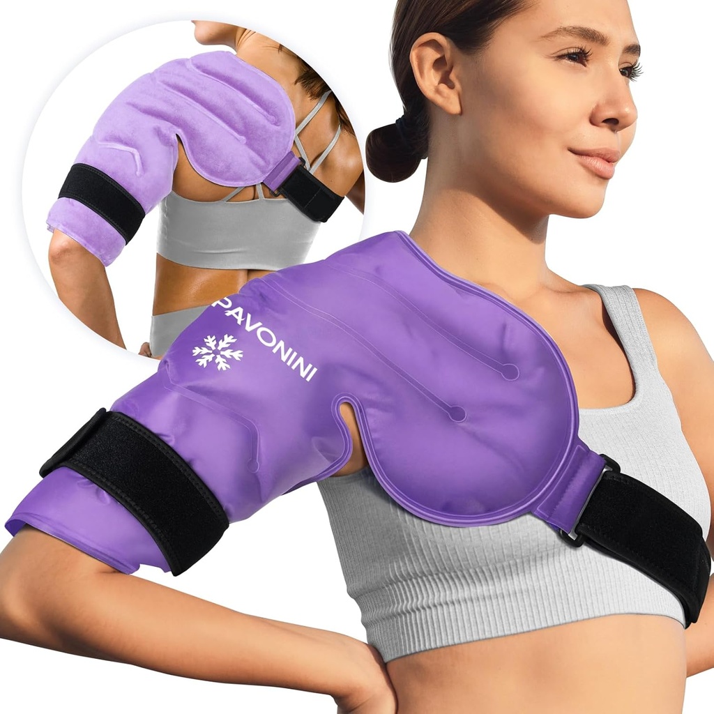 KingPavonini Ice Pack Rotator Cuff Cold Therapy, wielokrotnego użytku żel Ice Pack do zranienia łopatki, ulga bólowa, opuchlizna, Shoulders Chirurgia, Tendonitis, zapalenie piersi, Purpurowy, Średnio Rozmiar