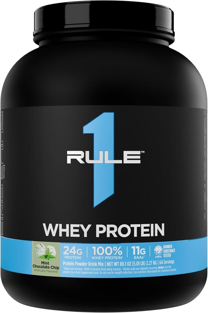 Artykuł 1 Białko serwatki - 24g Białko szybko działające z All- Whey Sources z naturalnie występującymi EAA & BCAA do odzyskiwania lub wykorzystania w każdej chwili (5 funtów *, miętowy Czekoladowy Chip)