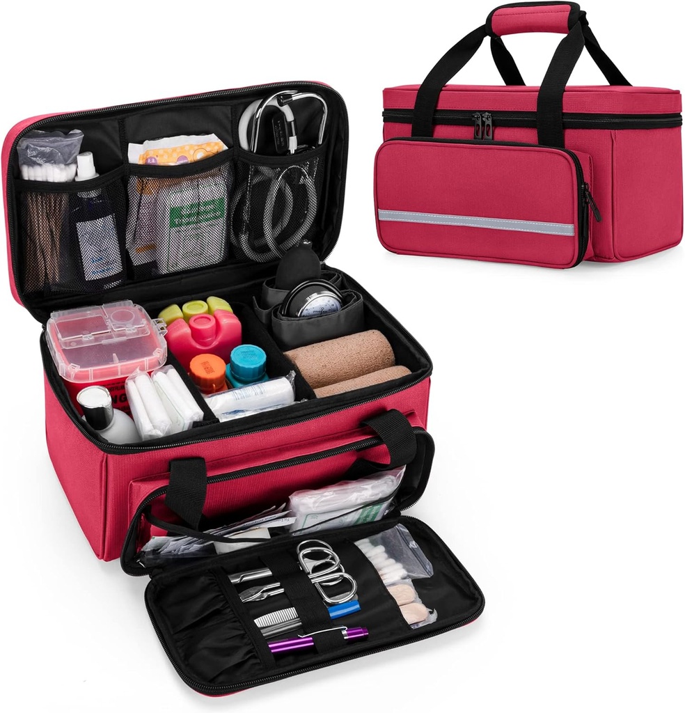 CURMIO mała torba pierwszej pomocy Puste, Family First Aid Kit Case, Medicine Storage Organizer Box for Home And Travel, Czerwony (Patent w oczekiwaniu)
