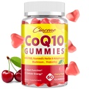 Gumie CoQ10 z PQQ - 400 MG Koenzym Q10 Wysokiej mocy, Wzmocnione z ajurwedycznych ziół, Adaptogenic Mushroom Blend & Probiotyki dla serca, Mózg, Energia, Immunitet, Cherry Flavor, 60 Gummies wegańskie