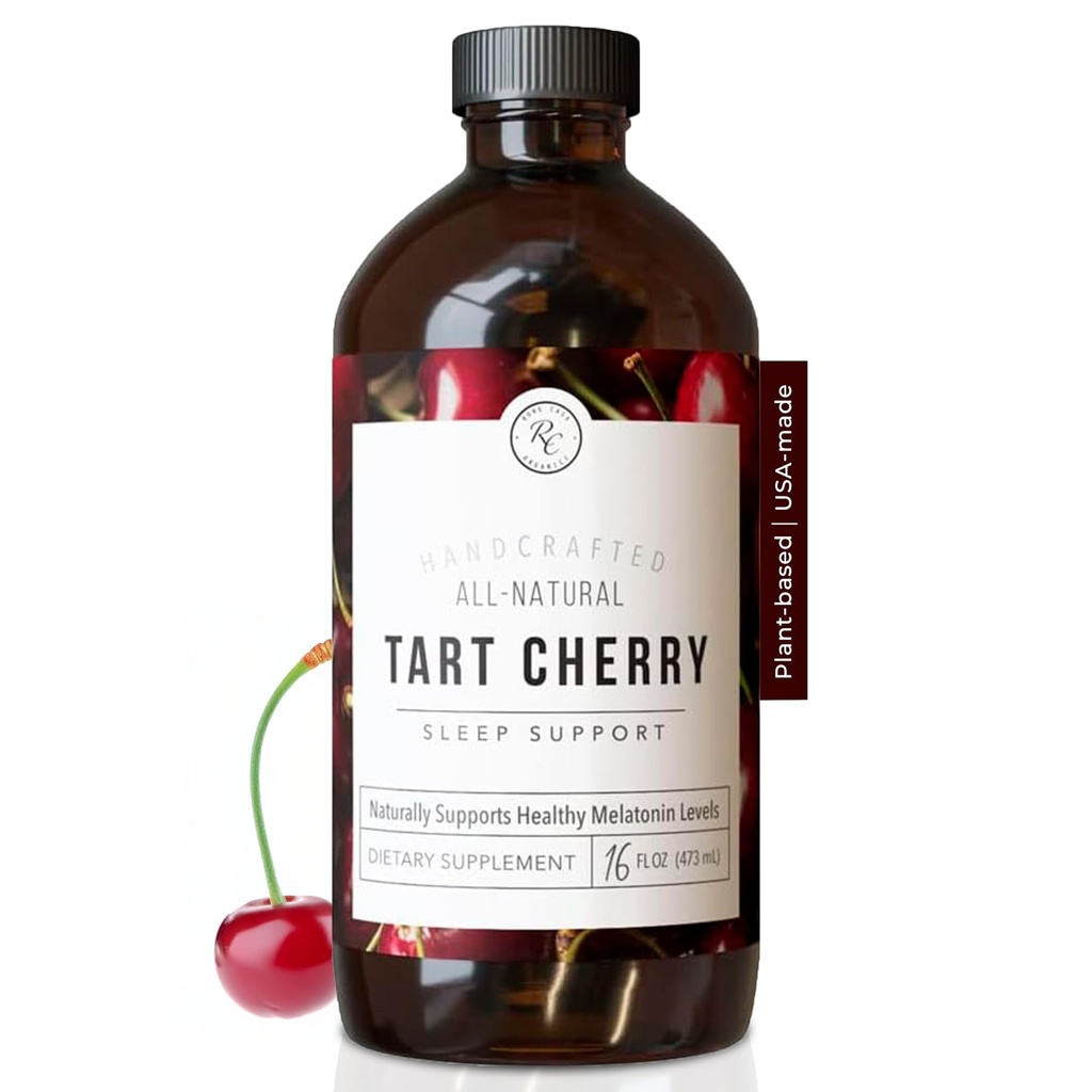Rowe Casa Organics Tart Cherry Organic Sleep Support with Valerian Root, Supports Sleep Cycle Regulation and Muscle Recovery (16 Fl Ounces)
