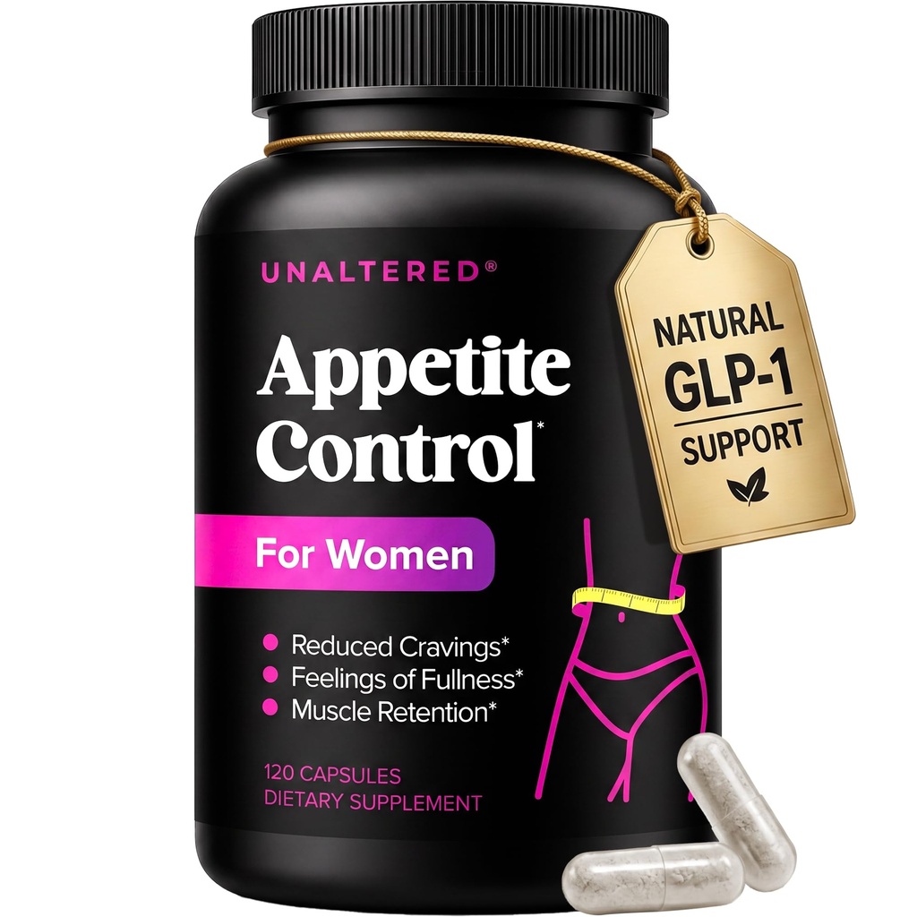 UNALTERED Appetite Suppressant for Women - Pomaga zarządzać życzeniami, promuje pełnię i wspiera utratę wagi - Naturalny suplement diety z pikolinatem chromowym i glukomannan - 120 Kapsułki wegetariańskie