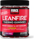 Czynnik siłowy LeanFire Thermo Gummies z B12 Witaminy, Kofeina, & Zielona Fasola Kawowa, Energia Boost, Metabolizm, Endurance, Stamina, Motywacja, Focus, & Performance, Gummies pre Workout, 120 Gummies