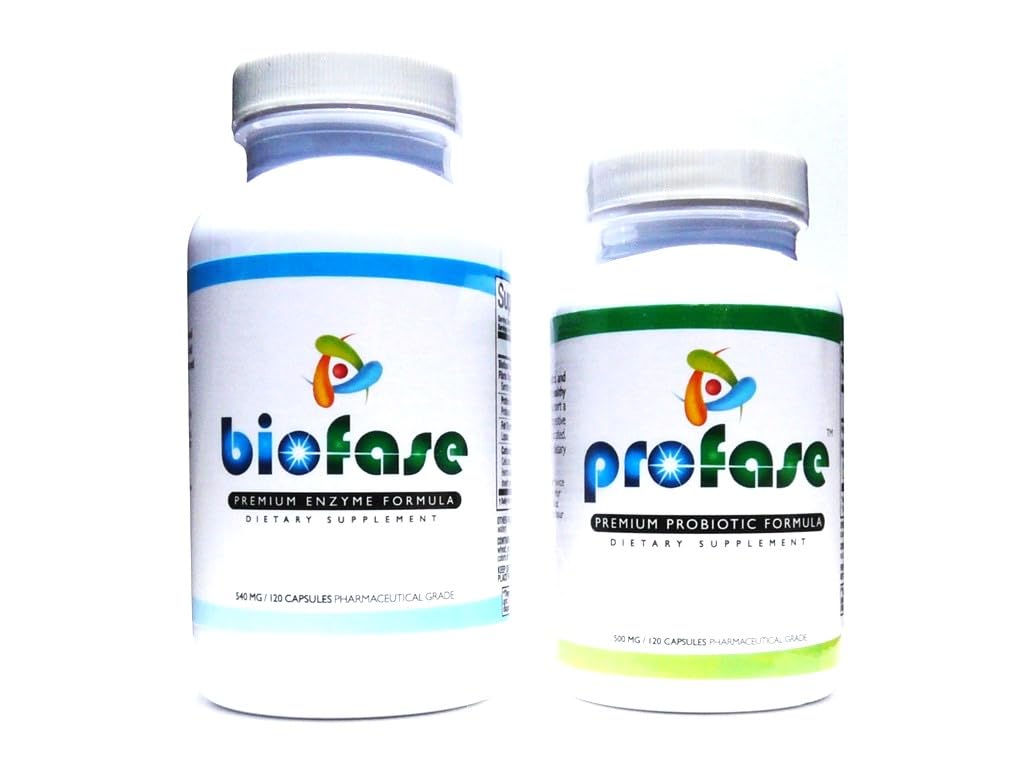 Biofase- Enzyme & Provase- Probiotic Kit - Biofilm Defense, Pomaga zdrowe trawienie i równowagi Flora - Mały zestaw