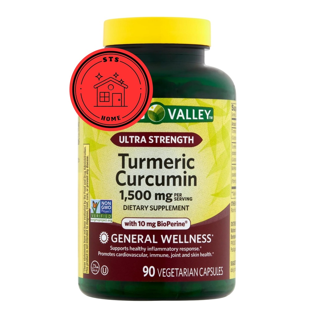 Wiosenna dolina Turmeric Supplement Supplement 124; Kurkumina Kurkumina suplement, Ultra Siła 1500 mg, 90 Count + STS Sticker.