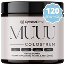 Optimal Prime - suplement kolostrum bydła MUUU i Superfood Proszek do żucia zdrowia, wzdęcia, wsparcia immunologicznego, włosów, skóry i paznokci Unflavored, 120 Słupki