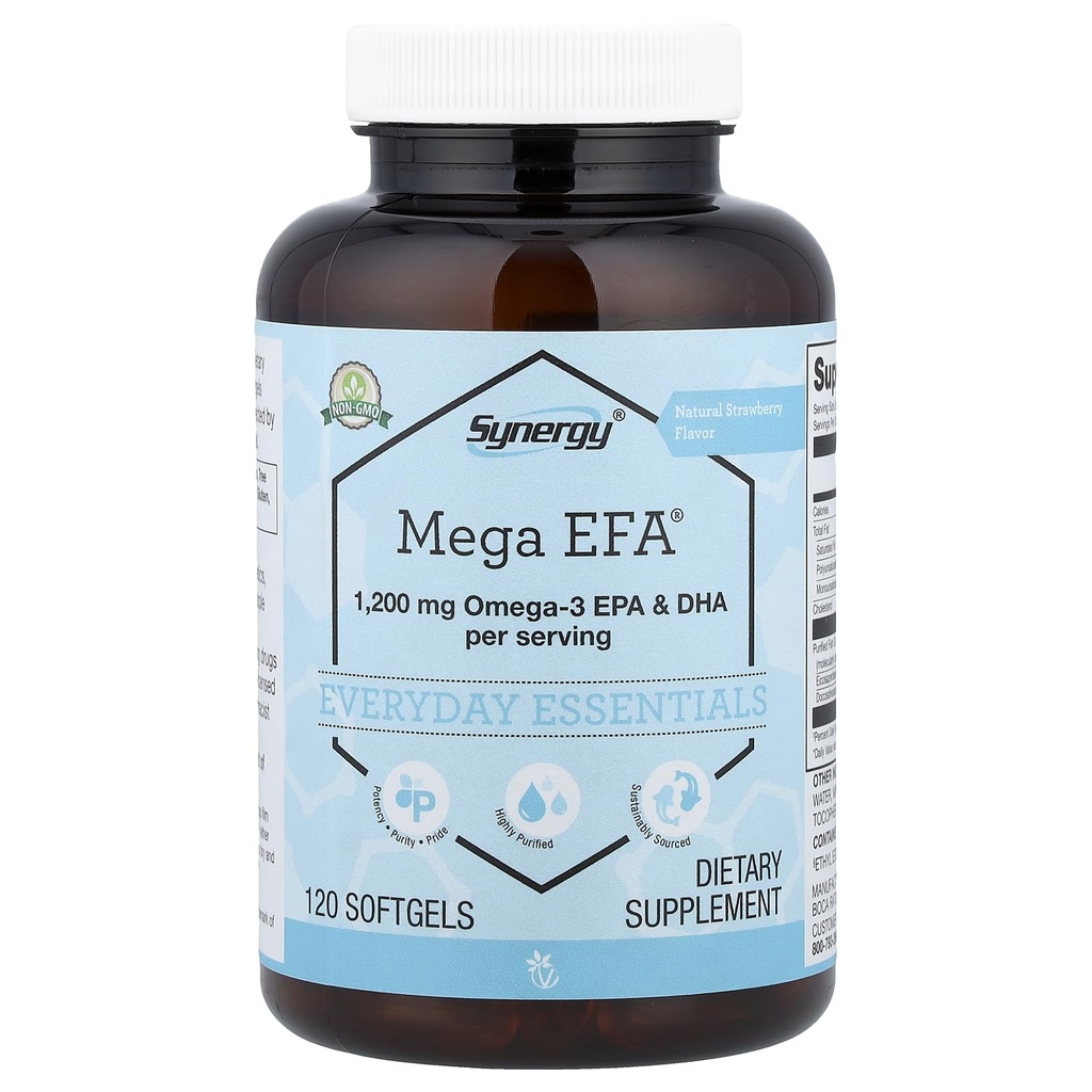 Vitacost Synergy Mega EFA 1200 Omega 3 EPA i DHA z naturalną truskawką 120 Softgels