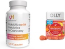 vH niezbędne Probiotyki z Prebiotykami i Żurawinowe Feminine Zdrowie Kapsułki Bundle z OLLY Probiotic + Prebiotyczne Gummy Digestive i Gut Zdrowie suplement do żucia