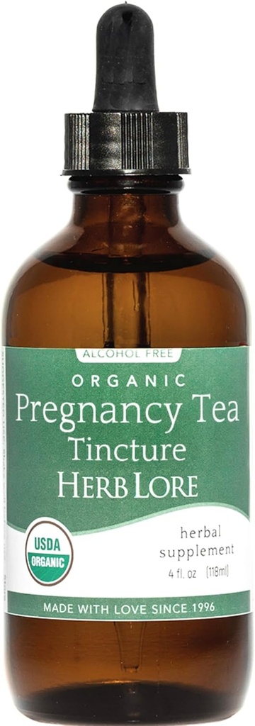 Herb Lore Organic Tea Tea Tincture - Płynna czerwona Malina Leaf Tea dla Ciąża & Postpartum - Pierwszy Trimester, Przygotowanie pracy i trzeci Trimester Wsparcie