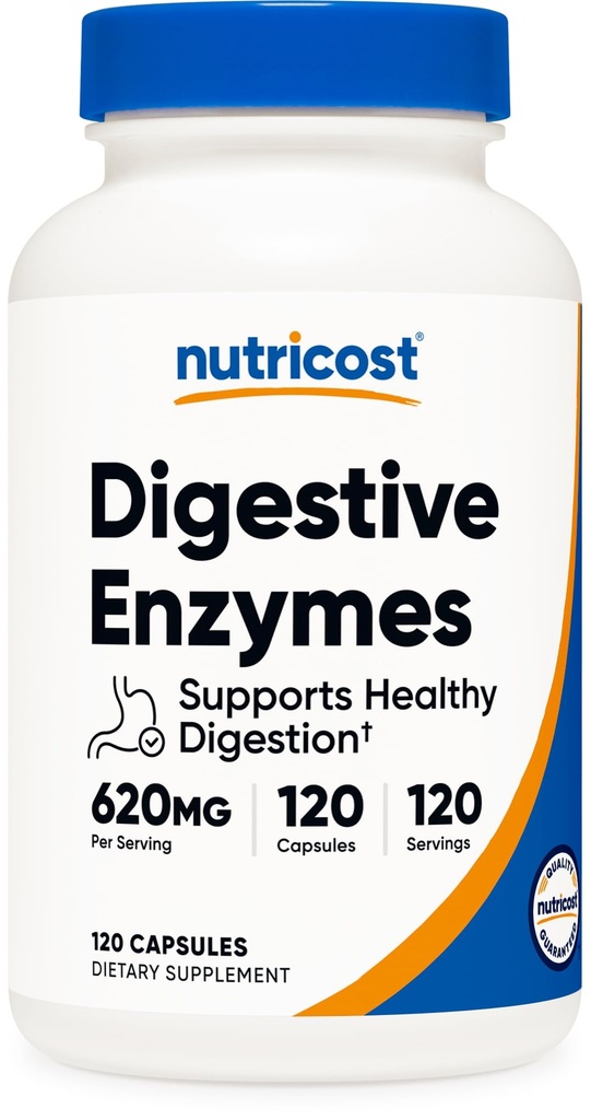Nutricost Digestive Enzymes 620mg, 120 Kapsułki - Kompletny suplement Digestive Enzyme