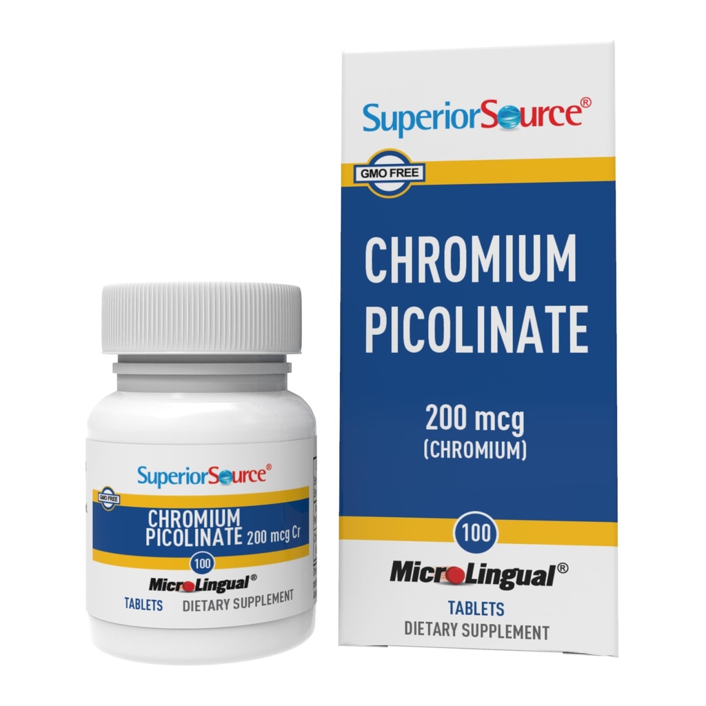 Superior Source Pikolinat chromowy - Suplement Formuła Wspiera Zdrowy Cukier Metabolizm - 500 µg, 50 Instant Disolve Tablets