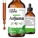 Wild & Organic Arjuna Bark Tincture - Ogólny suplement Well- Being Supplement - Bezalkoholowe krople płynne - Terminalia Arjuna Bark Extract - No Sugar & Additives, Non-GMO - 4 fl oz