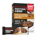 Musashi Protein Crisp Bar, 20 g Protein, 4g Sugary ogółem, Vanilla & Karmel, Post Workout i przekąski On The Go, 12 Pack of 2.1oz (60g) Bary