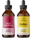 HERBAMAMA zestaw ziołowych kropli płynnych - zbiór Black Elderberry Extract i Mullein Leaf Tincture 4 fl oz - Wegan, Non-GMO, Cukier i Alkohol - 2 Pack