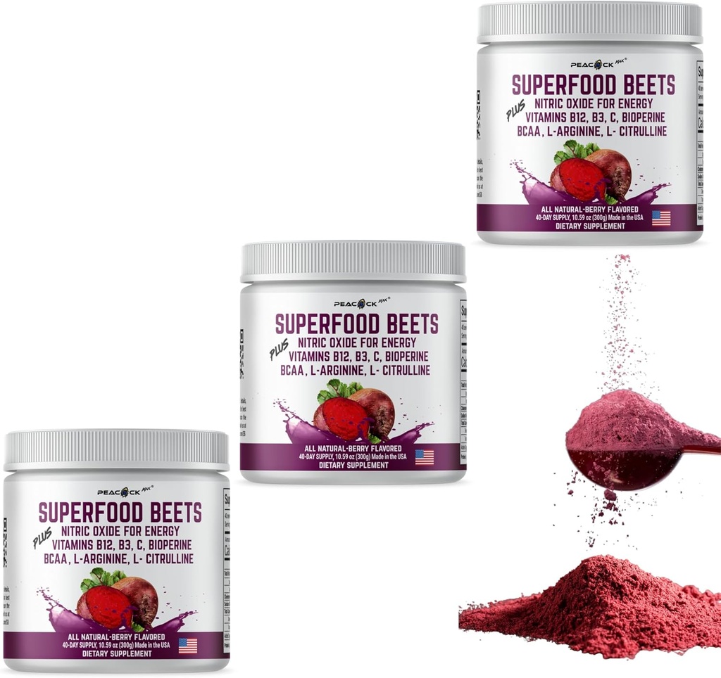 Superfood Beets Proszek, 10.59oz (Opakowanie po 12) - Buraki w proszku Organic Buraki Mieszanka korzeniowa z zieloną herbatą & Berry Flavor, Nie-GMO, Napoje oparte na plantacji