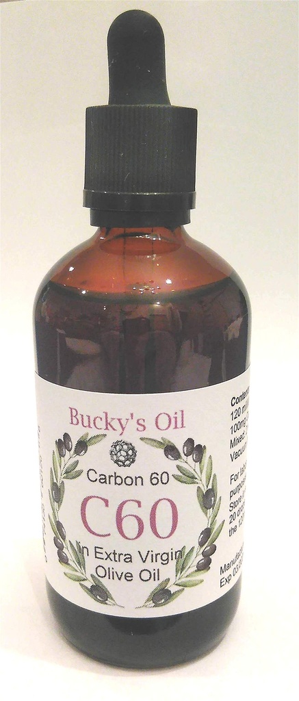 C60 - 120 ml Extra Virgin Olive Oil 100 mg Carbon 60 99,95% w roztworze.