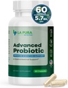 LaPura Advanced Probiotic - Premium Digestive Support for Gut & Immune Health, 60 Kapsułki - 5.75 Miliard CFU Probiotyki Włączając DE111 Strain (Bacillus subtilis) - Non-GMO, Gluten- Free, Made in USA
