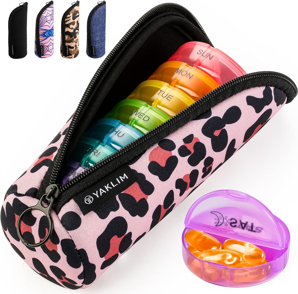 Yaklim Pill Organizator 1 razy dziennie, Ultralight Travel Pill Box, Cotygodniowe Pill Kontenery 7 Dzień z Przenośne witaminy Fish Oils Suplement