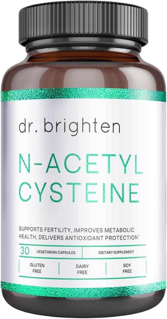 Dr Brighten N- Acetylocysteina (NAC) - potężny Glutathione Prekursor Amino Acid Supplement for Optimal Detoxification, Immune Function, and PCOS - 30 kapsułki