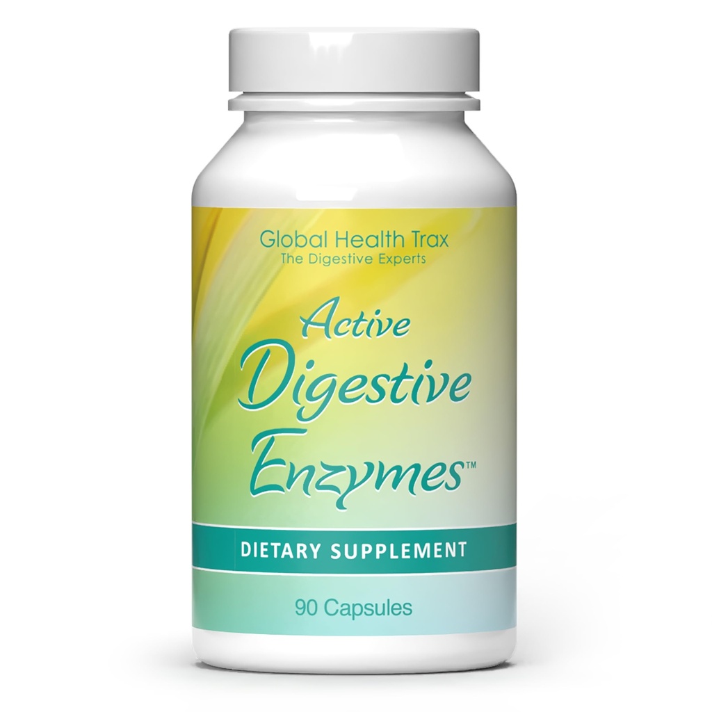 Global Health Trax - Active Digestive Enzymes Supplement, 90 Kapsułek - Kompleksowe Digestive Support with Enzymes w celu promowania zdrowej diety dla mężczyzn i kobiet