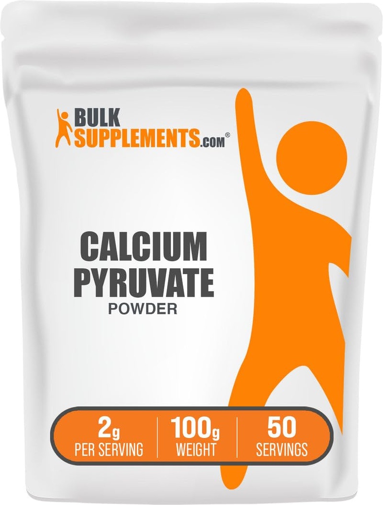 BulkSupplements.com Proszek Pyruvate wapnia - Suplement wapnia, Suplement Pyruvate - Unflavored & Gluten Free, 2g na Serving, 100g (3.5 oz) (Opakowanie po 1)