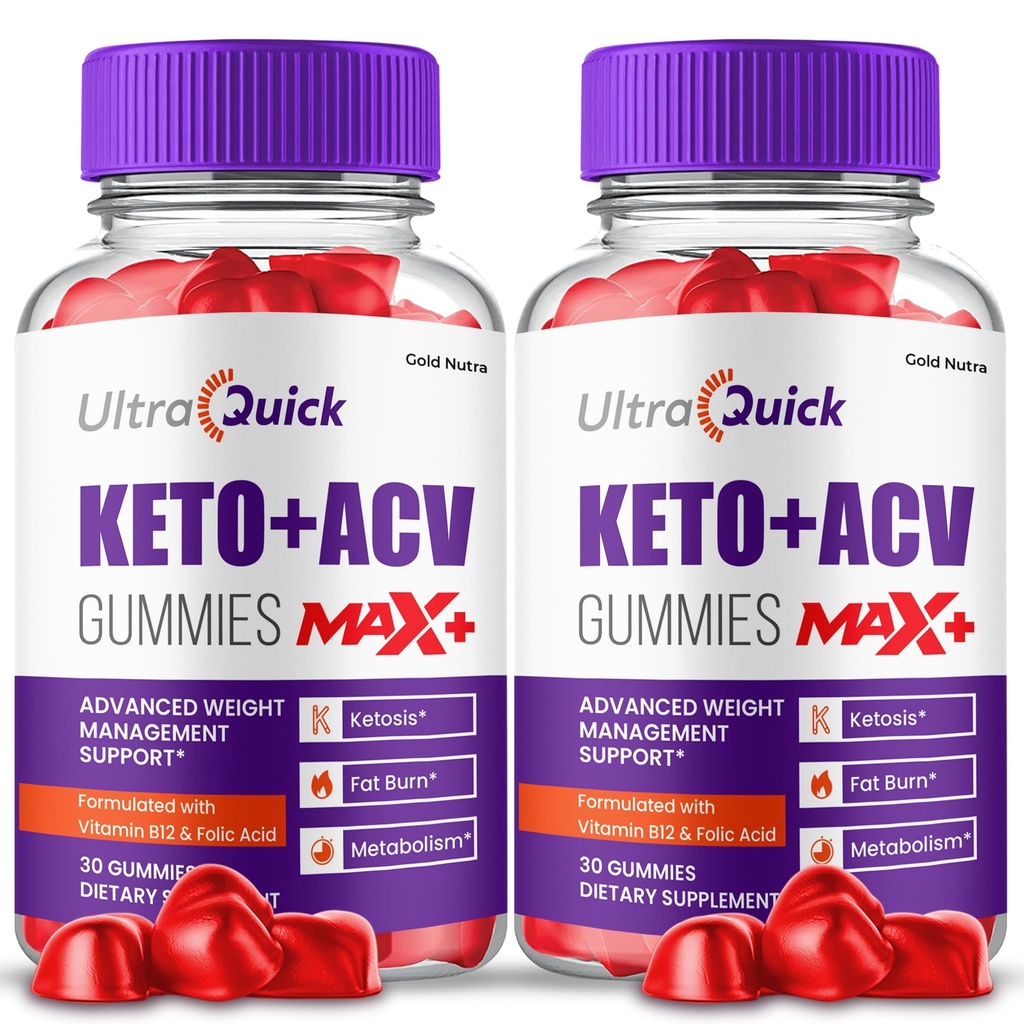 (2 Pack) UltraQuick Max + ACV Gummies, Wyższa potencja, Oficjalna Ultra Quick Max + Gummies, 2X Stronger Apple Cider Gummy Ocet, 2 Miesiące dostaw