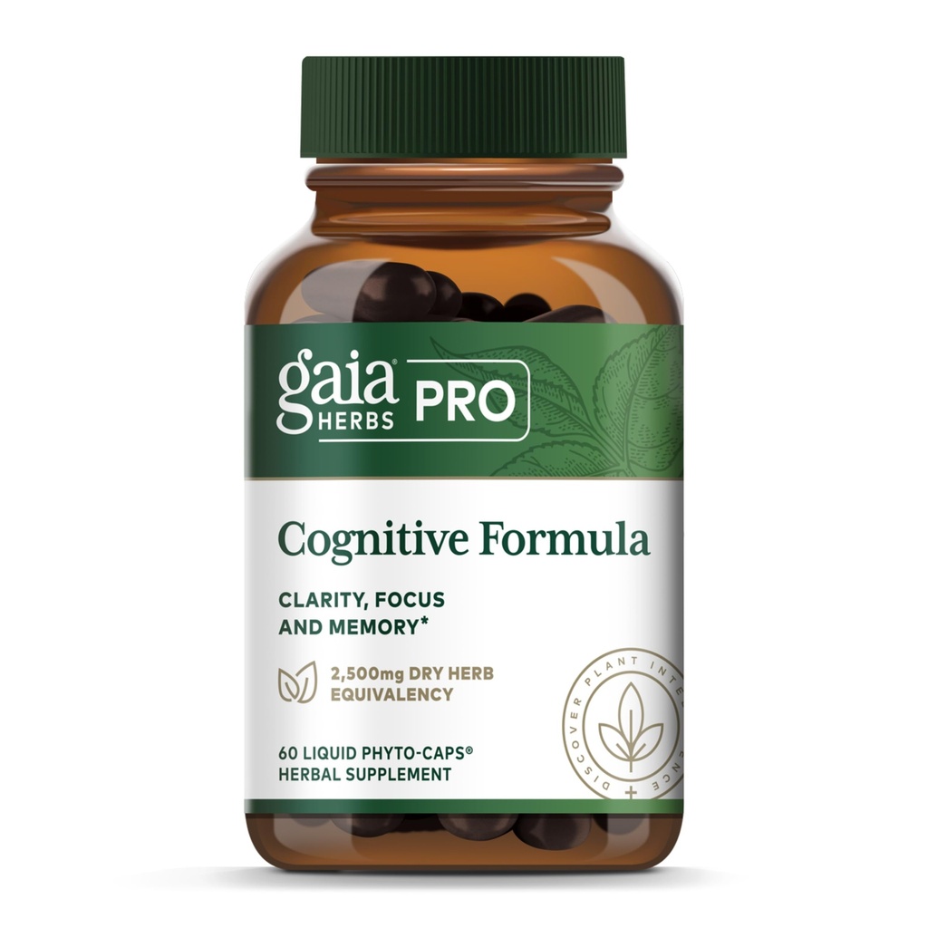 GAIA HERBS PRO Formuła kognitywna - Suplement do wsparcia zdrowia i przepływu krwi * - Suplement do wsparcia cyrkulacji * z Fo- TI Root, Ginkgo Leaf, & Gotu Kola Leaf - 60 płynnych czapek fito- Caps (30 Servings)